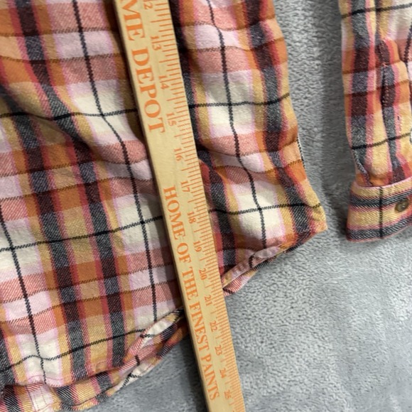 Billabong Button Long Sleeve Shirt Women S Pink Plaid Western Cottagecore - Picture 5 of 6